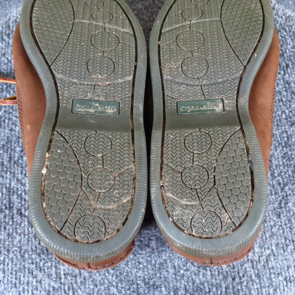 St. John's Bay 016-8001 Mens Boat Shoe Sz 9.5 Casual Nautical Brown Leather Mesh